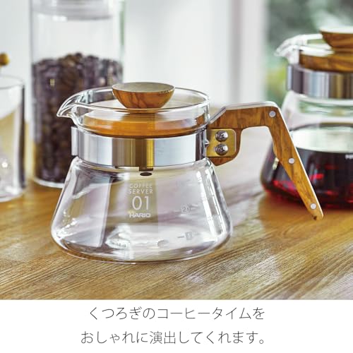 Image of Hario VCWN-60-OV V60 Coffee Server, 600 ml, Olive Wood