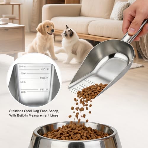 Cuchara medidora para comida de perro acero inoxidable 1 taza miniatura 4