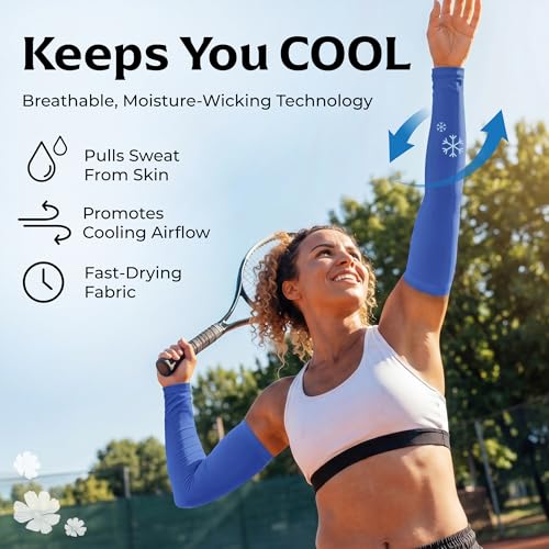 Image of SportsTrail Cooling Arm Sleeves for Men & Women - Breathable, UV Sun Protection, Sports Arm Sleeves for Women, Men & Youth