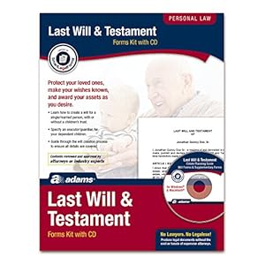 Adams Last Will and Testament Kit, Forms and Instructions, Includes CD (K307)