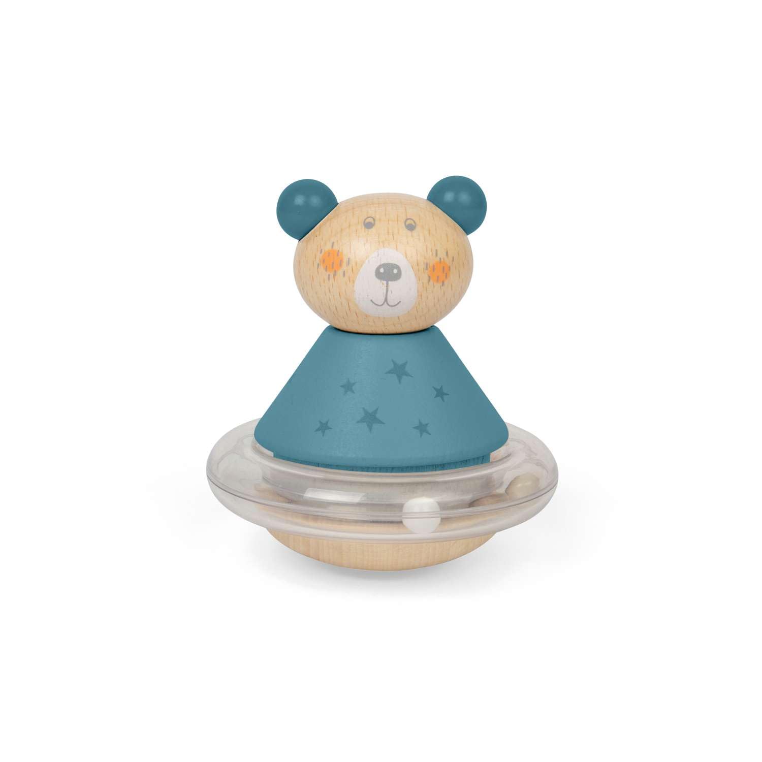 Bigjigs Toys Roly-Poly Bear - Wooden Rocking Animal Toy for Babies, Sensory Play Activities, Baby Rattles, Eco Friendly Gifts, Age 0+ Month Old