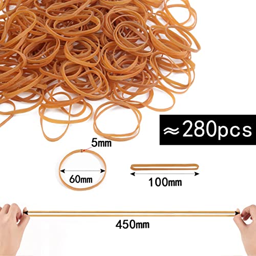 Miniatura 2 de 280pcs Gomas Elásticas 60mm 5mm Gomas Resistentes Y Reutilizables Bandas De Goma Grandes 450g Elásticas Para Oficina Gomas De Pollo Para Suministros De Oficina, Hogar, Escuela Color Amarillo Oscuro