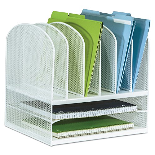 Safco Steel Mesh Onyx 2 Tray, 6 Sorter Desktop Organizer - Durable, Stylish Product for Home, Office and Classroom Organization- 13.75