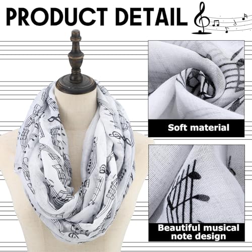 Geyoga 4 Pcs Music Lover Gifts for Women Include Music Note Infinity Loop Scarf Keychain Keyring Bookmark with Present Box Inspirational Teacher Birthday Gifts for Singers Piano Teacher3