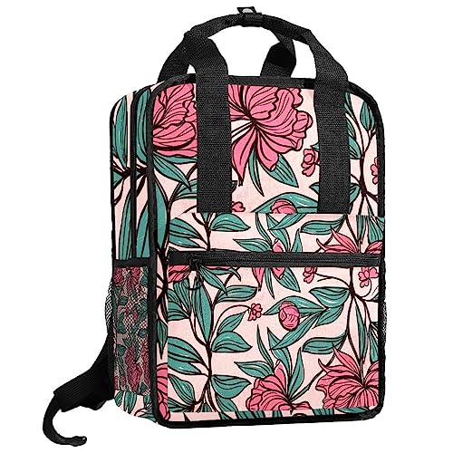 Sac à dos floral rose pour l'école des filles avec bretelles réglables
