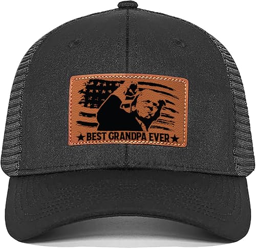 Image of Best Grandpa Ever Hat, Gifts for Grandpas from Grandkids for Christmas Fathers Day Birthday, Grandpa Trucker Black Cap