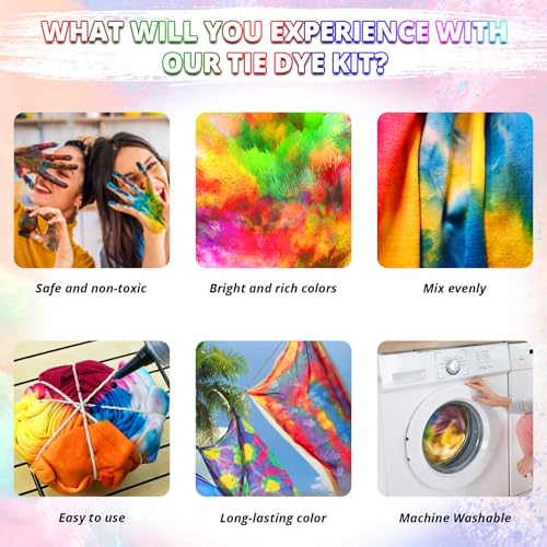 Htvront SG-ZR-0023-US Large Tie Dye Kit - 16.9 Oz Tye Dye Kit Pre-Filled Easy Squeeze Bottles & Refills Powder thumb #3