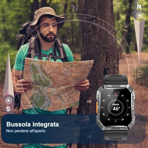 Blackview W60 Smartwatch, Smartwatch für Herren Fitness mit Bluetooth-Anrufen, 2,01 Zoll (2,01 Zoll), wasserdicht, 112+ Sportmodi für Herzfrequenzmesser, Taschenlampe, Kompass für Android iOS – Bild 5