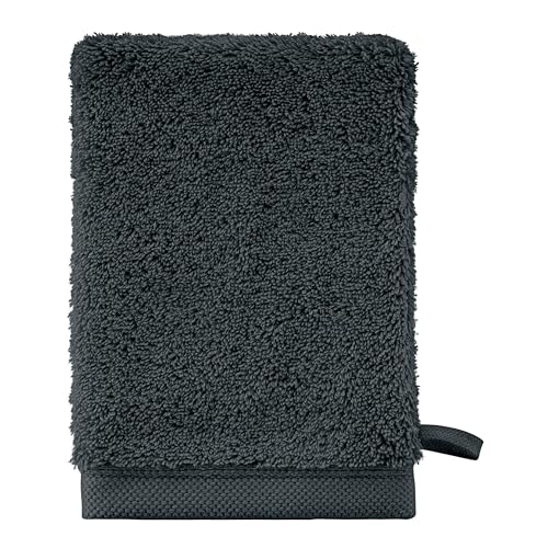 herzbach home Premium Waschhandschuh 5er Set Pura | 100% Baumwolle | Extra weich | Waschlappen | Farbe: Anthrazit