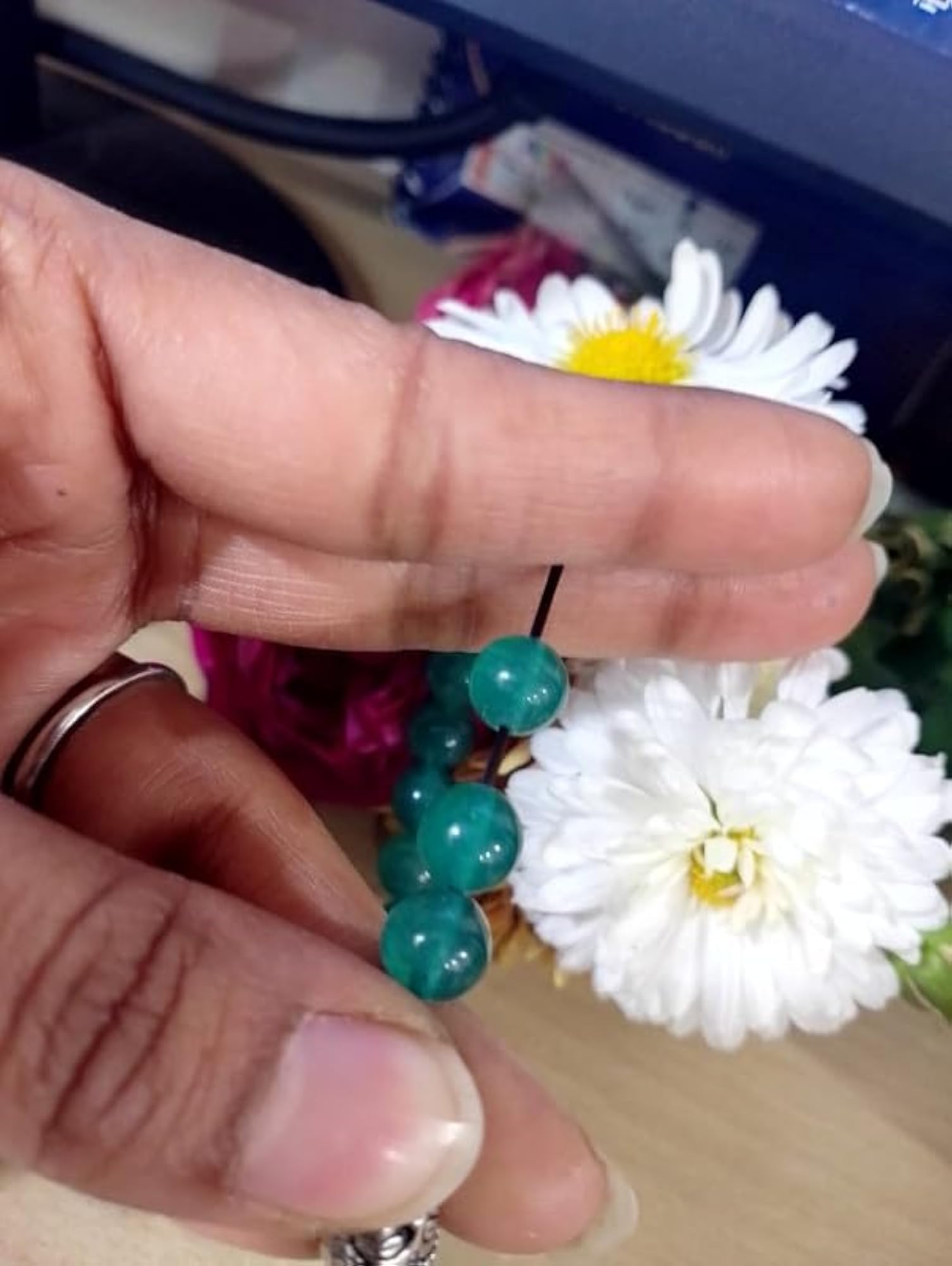 Women's Natural Emerald Stone Bracelet, Handmade Panna