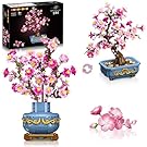 HOGOKIDS Cherry-Blossom Bonsai Building Set - 2 in 1 Artificial Bonsai Tree Plants for Home Decor & Display Cherry Crafts Botanical Flowers Building Toy Birthday Gift for Adults Teens Kids(775PCS)