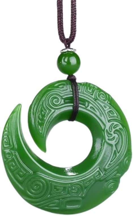 Green Jade Dragon Jade Pendant Fashion Runes Necklace Jewellery Chinese Hand-Carved Relax Healing Women Man Luck Gift