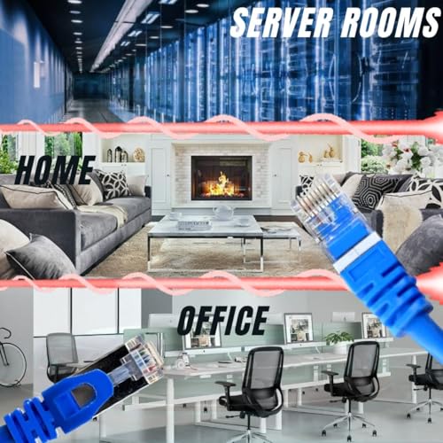 Image of HIVEN Cat6 Ethernet Cable 50 Meter(blue) | High-Speed 10Gbps LAN Cable with RJ45 Connector | 550MHz UTP Network Patch Cord for Computers, Modem, Router, Gaming, and Gigabit Devices