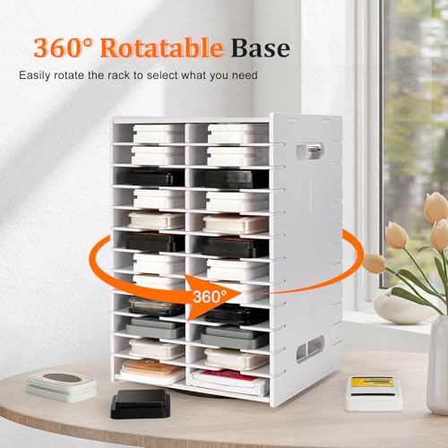 Image of SANFURNEY 48 Slots Ink Pad Spinning Holder Stamp Pad Storage Rack Craft Supply Organizer