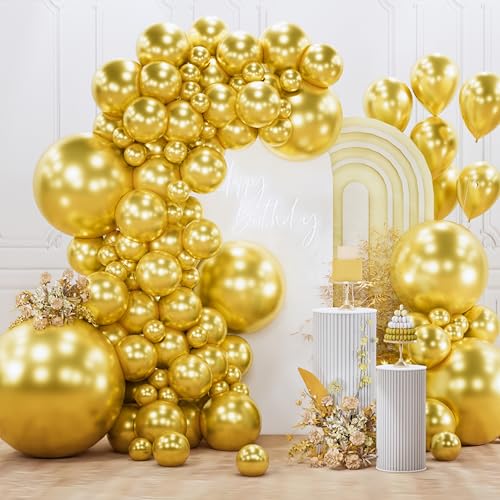 Image of PartyWoo Gold Balloons 127pcs Different Sizes of 36 18 12 10 5 Inch Gold Balloon Arch Kit Garland for Graduation Birthday Wedding Anniversary Baby Shower Retirement Casino Party Decorations Gold-G101