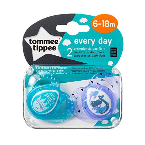 Tommee Tippee Every Day Pacifiers, Symmetrical Design, Bpa-Free Silicone Binkies, 6-18M, 2-Count #TOP2