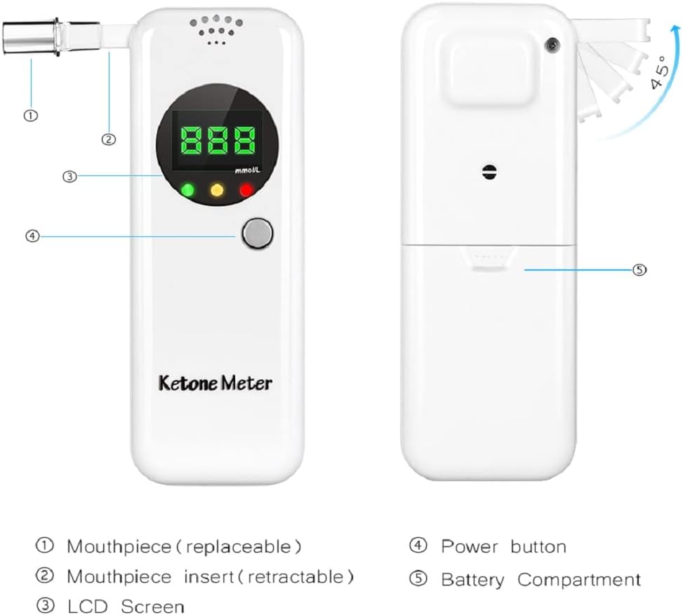 Ketone Breath Breathalyzer, Ketosis Breath Meter, Digital Ketosis Test with 10 Mouthpieces