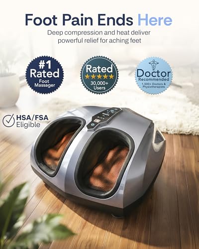 Image of MIKO Foot Massager Machine with Deep-Kneading, Compression, Shiatsu, and Heat for Plantar Fasciitis, Neuropathy - Fits up to Men Size 12