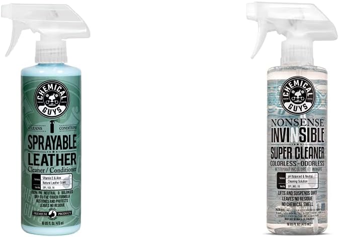 Chemical Guys SPI_103_16 Sprayable Leather Cleaner and Conditioner in One for Car Interiors, Leather Scent, 16 fl oz & SPI_993_16 Nonsense All Surface Cleaner 16 fl. Oz, Unscented