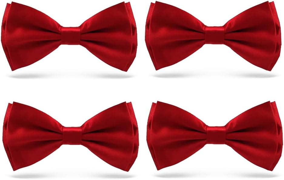Mens Solid Color Double Fold Pre-tied Bow Tie