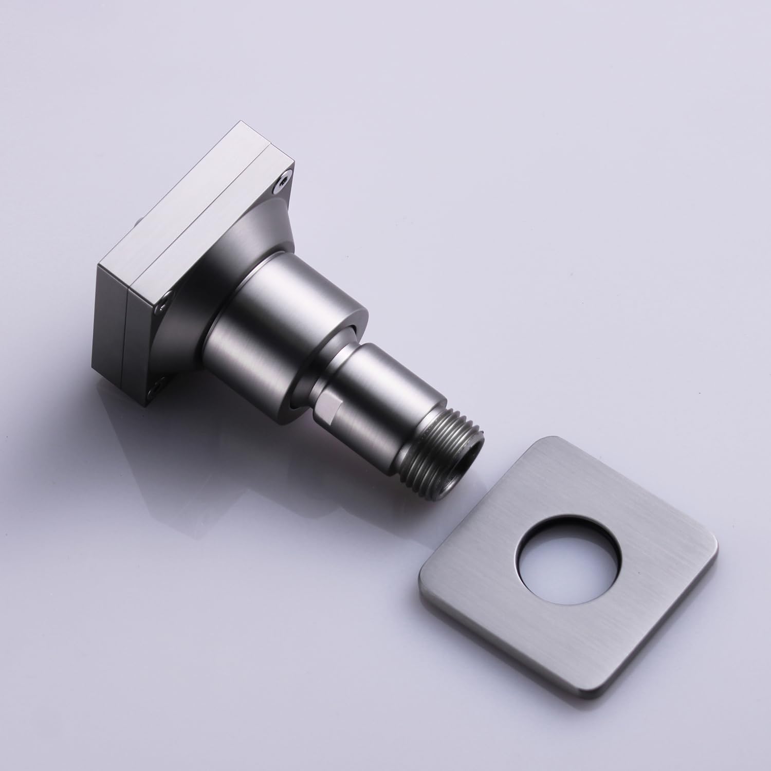 Duschkopf-Sprühdüse, gebürstetes Nickel, Messing, quadratisch, Wandmontage, 2 Funktionen, schwenkbar, Massagedüse, 4 Stück