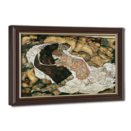 Toile imprimée Death And The Maiden Egon Schiele cadre bois déco salon bureau