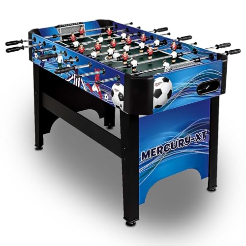 Carromco Mercury-XT Kickertisch 122x61x83 cm – Tischfußball für Kinder, Jugendliche & Erwachsene, inkl. 4 Bälle Ø 32 mm, Fußball-Design in Blau-Schwarz Carromco Mercury-XT Kickertisch 122x61x83 cm – Tischfußball für Kinder, Jugendliche & Erwachsene, inkl. 4 Bälle Ø 32 mm, Fußball-Design in Blau-Schwarz