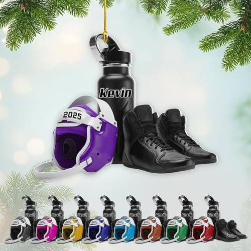 Personalized Wrestling Ornaments, Wrestling Christmas Ornament 2025, Boys Girls Wrestling Gifts Wrestler Christmas Ornaments, Wrestling Coach Gift for Wrestling Player Wrestling Helmet Ornament (N4)