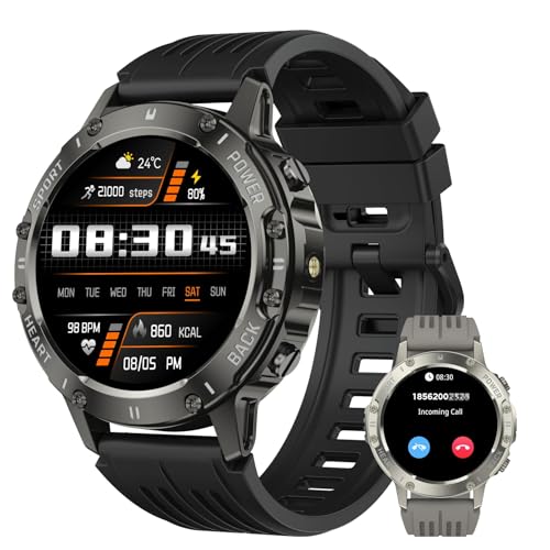 Smart Watch for Men Fitness Tracker: Bluetooth Waterproof Make Answer Call Digital Mens Watches Running Smartwatch for Android Phones iPhone Samsung Compatible Step Pedometer Sleep Heart Rate Monitor