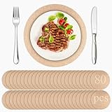 80 Pcs Round Burlap Placemats Bulk 11.8 Inch Reusable Jute Placemats, Rustic Round Charger Plates Bulk for Wedding Dinner Party Table Decorations