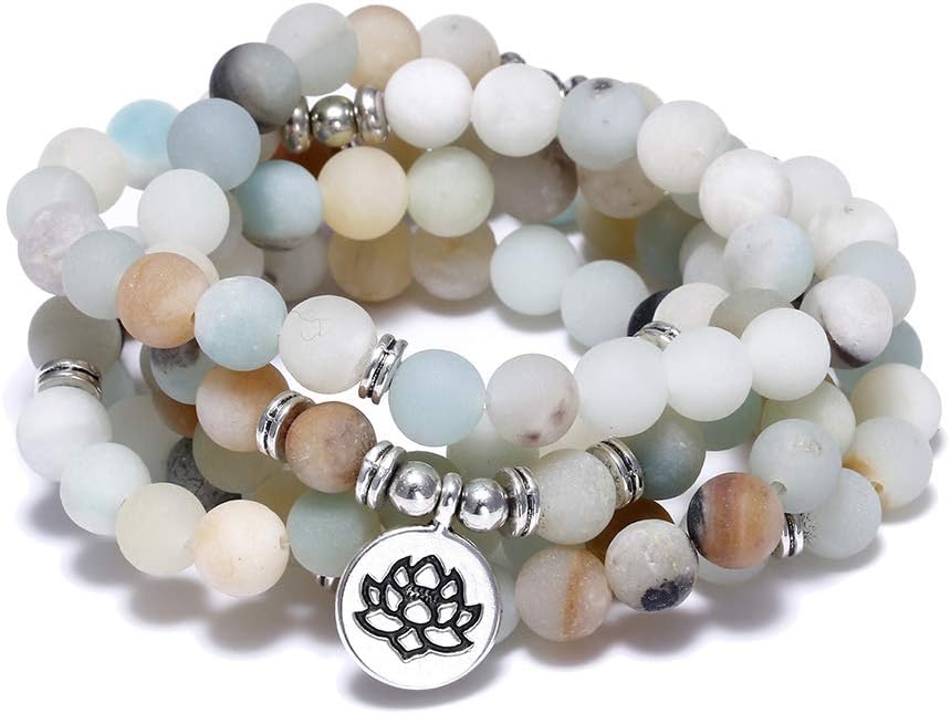FUTTMI8mm Natural Sodalite Stone Healing Gemstone 108 Mala Beads Wrap Bracelet Necklace for Yoga Charm Bracelet Jewelry for Women Men