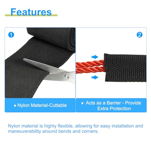 PATIKIL 2" Dia 3.3FT Nylon Protective Hose Sleeve, Cable Cover Sheath Protection for Welding Tig Torch Hydraulic Hose Black - Image 4