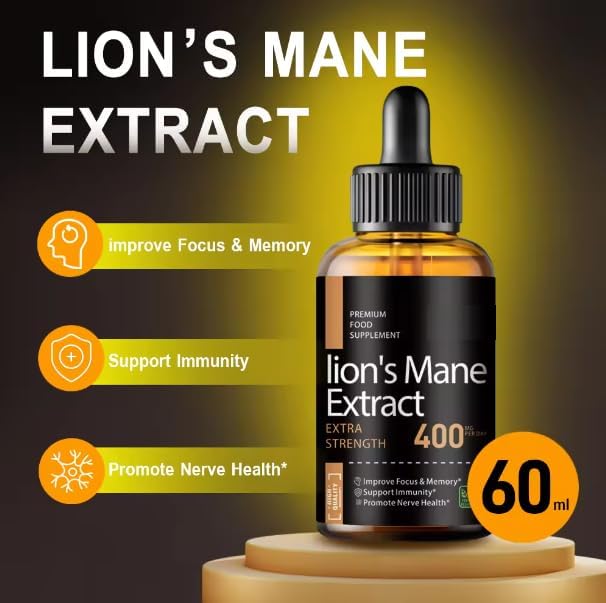 Improved Lions Mane Drops, Improve Bone Density, Memory & Sleep, Provide Energy, Anti-ageing, 12000mg per 60ml Bottle - Image 3