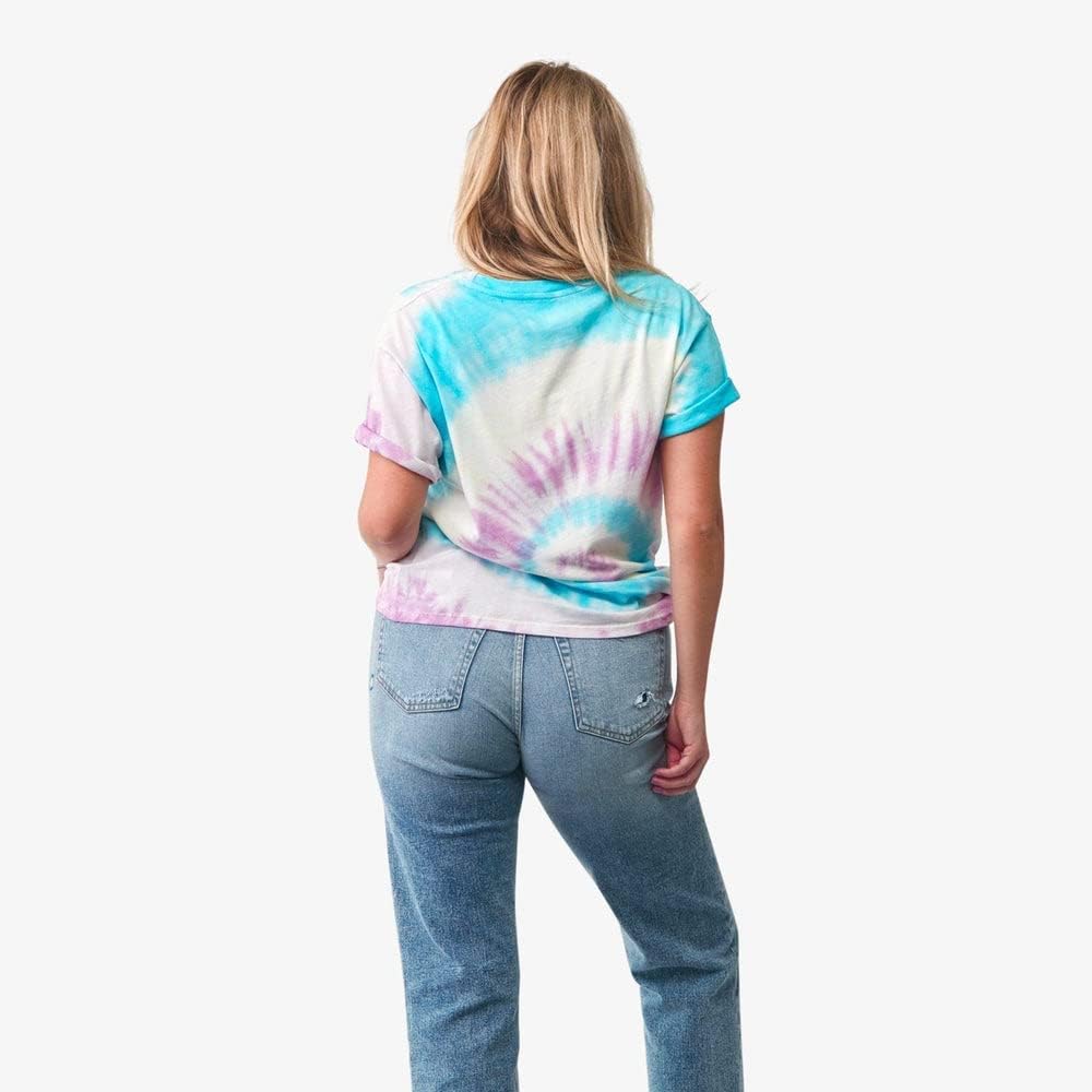 Pura Vida Women's Dreamer Crewneck Shirt - Short Sleeves, Oversized Tee - Purple & Blue Tie Dye