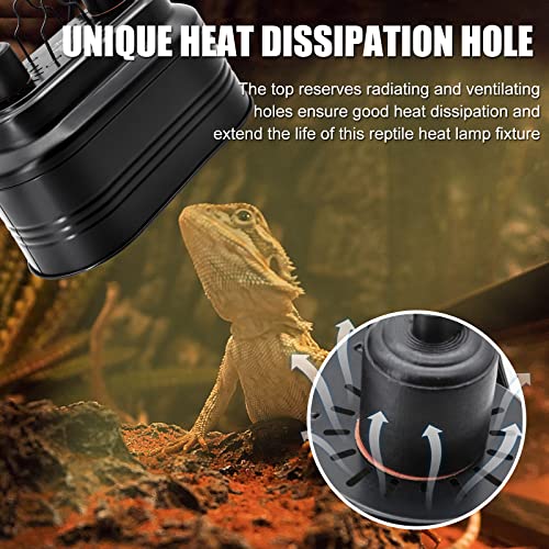 FOUDOUR Dual Reptile Light Fixture Deep Dome Reptile Heat Lamp Fixture,Max 160W, UVB Light Fixture Dual Lamp Cap with Separate Switches for Reptile Terrarium and Tortoise Habitat - Thumbnail 4