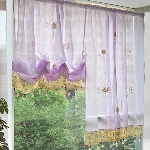 FADFAY Light Purple Embroidered Curtains for Living Room Balloon Curtain