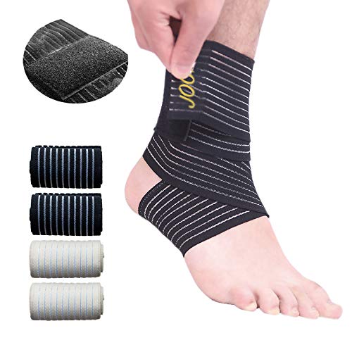 Ankle Support Brace 4Pack, Ankle Guards Adjustable Compression Ankle Braces for Sports Protection, Compression Knee Elbow Wrist Ankle Hand Support Wrap