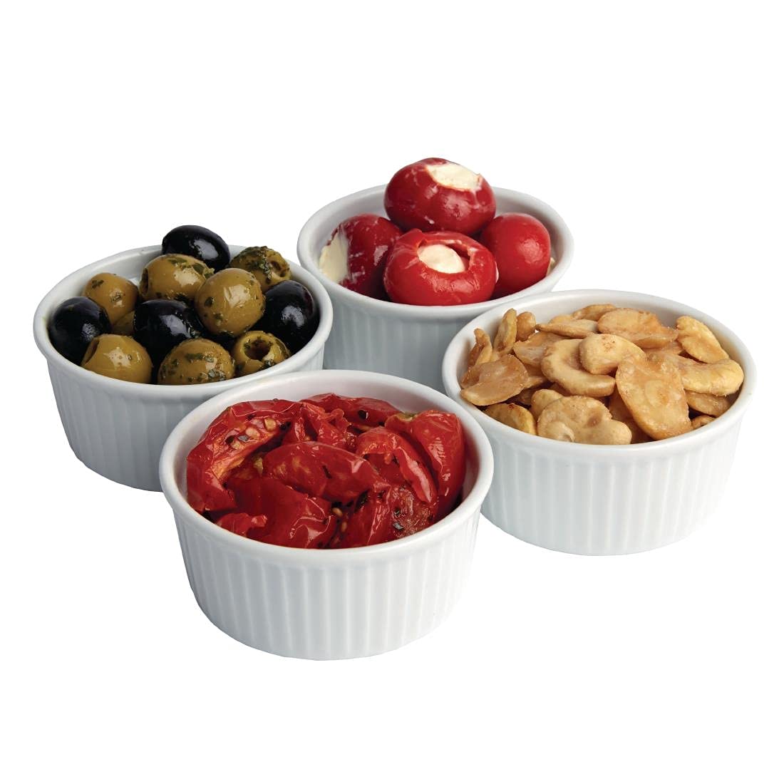 Olympia Ramequin Whiteware 80 mm/3,25 pouces / 90 ml/3 oz (lot de 12), Blanc, Porcelaine entièrement vitrifiée, Passe au four au micro ondes et congélateur et au lave vaisselle, Certifié BS4034, W414