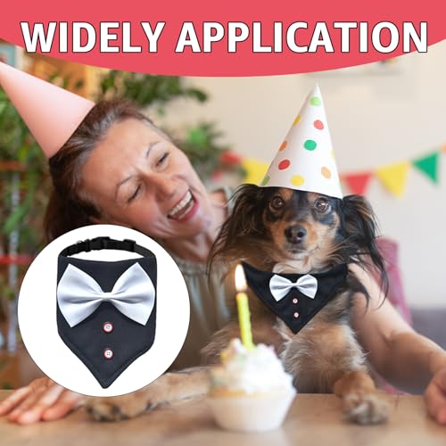 Hund Smoking Bandana Halsband, Formale Hochzeit Party Hundehalstuch mit Fliege Verstellbar Krawatte Haustier Anzug Fliege für Hunde für Party Geburtstag für Kleine Mittelgroße und Große Hunde,XL