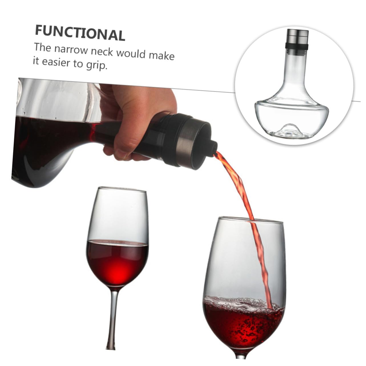 TOYANDONA Decantador de Vino Rápido de Vidrio Transparente Decantador Hogar de Vino Portátil de Vidrio Doméstico para Servir Tinto
