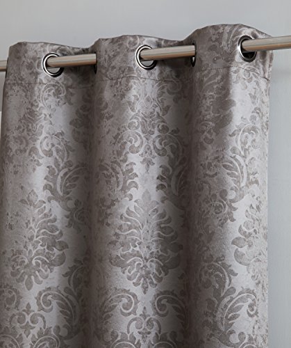 Evelyn - Embossed Thermal Weaved Grommet Blackout Curtains - Room Darkening & Noise Reduction Fabric - Blocks up to 97% of Sunlight - Premium Draperies (Pair, 38" W x 96" L, Light Gray)