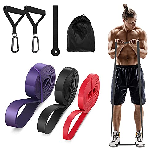YipGrace Resistance Bands Fitnessbänder Premium Widerstandsbänder Gymnastikband Pull Up Bänder Elastisches Band für Powerlifting Fitness (Rot Schwarz Lila) Cover