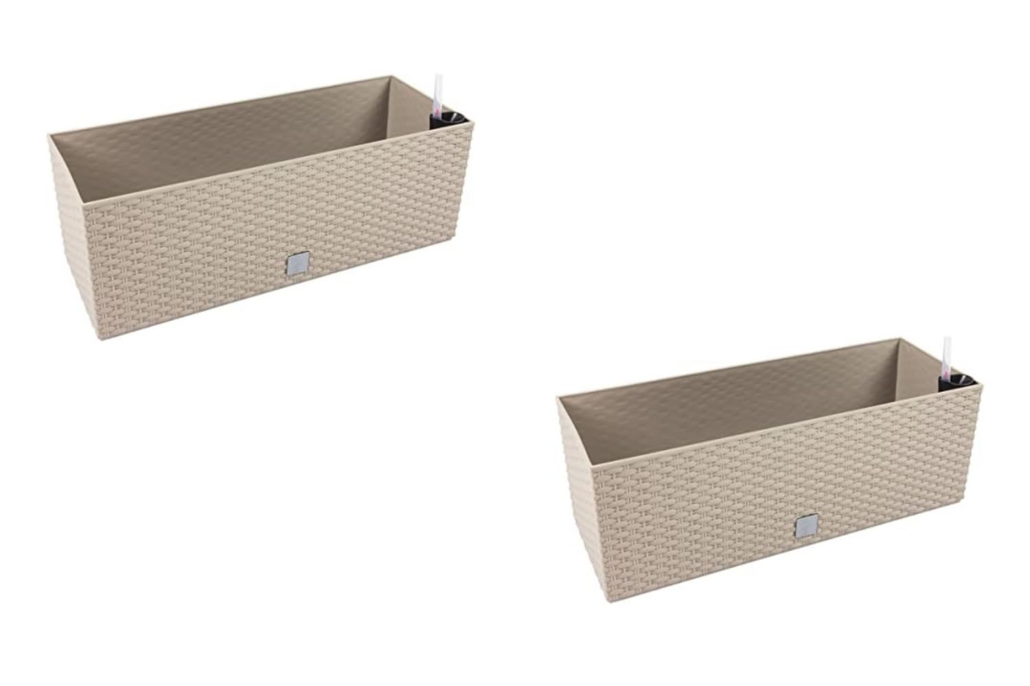 Stolmet Rattan-Style Planters Rato Collection - Square, Rectangular, with or without Legs & Irrigation System - Mocha - Single or Set of 2 (Trough L514 x W192 x H186mm x2)