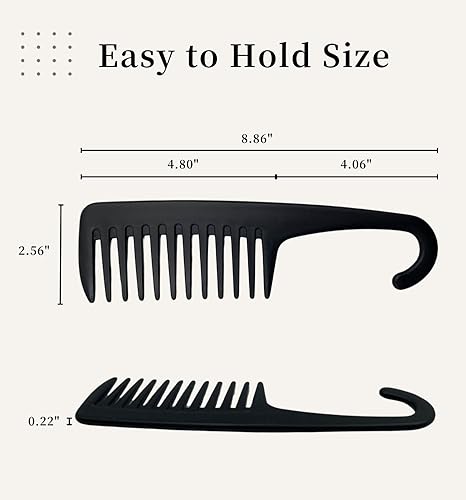 Miniatura 4 de MDSTYLE Peine de ducha de dientes anchos con gancho para cabello rizado, ondulado, grueso, largo, húmedo o seco, para hombres, mujeres y niños,