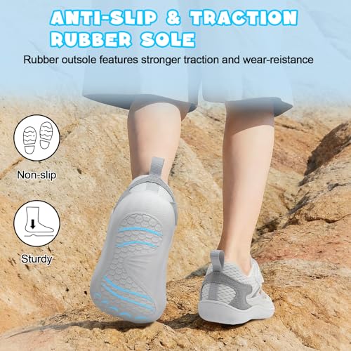 Image of JOINFREE Toddler Sandals Kids Wide Girls Boys Aqua Athletic Sneakers Barefoot Beach Sandals Quicky-Dry Non-slip Outdoor Water Sports Hiking Sandals Summer Water Shoes for Pool River Swim