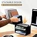 CiWiVOKi Desk Organizer with 4 File Holder Slots, 2 Clear Drawers & Dual Pen Holders, Multi-Functional Office Supplies Desktop Storage for Home Office, Space-Saving Mail Sorter & Caddy, Black