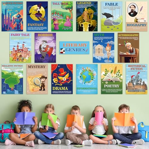 17 peças de gêneros literários pôsteres para sala de aula literária quadro de avisos leitura gênero