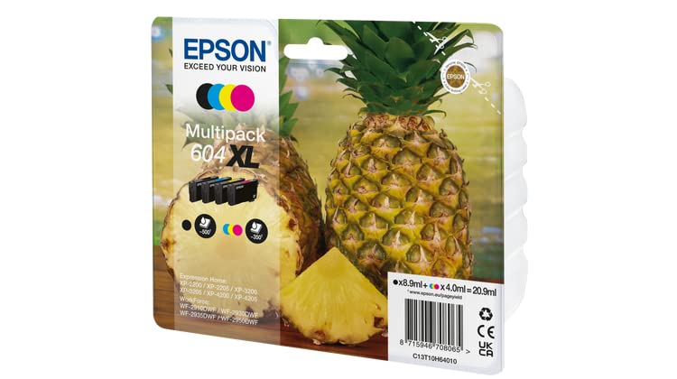 Epson 604XL Pineapple, Genuine Multipack, 4-colours Ink Cartridges, 4 Colour C/M/Y/Blk - Image 2
