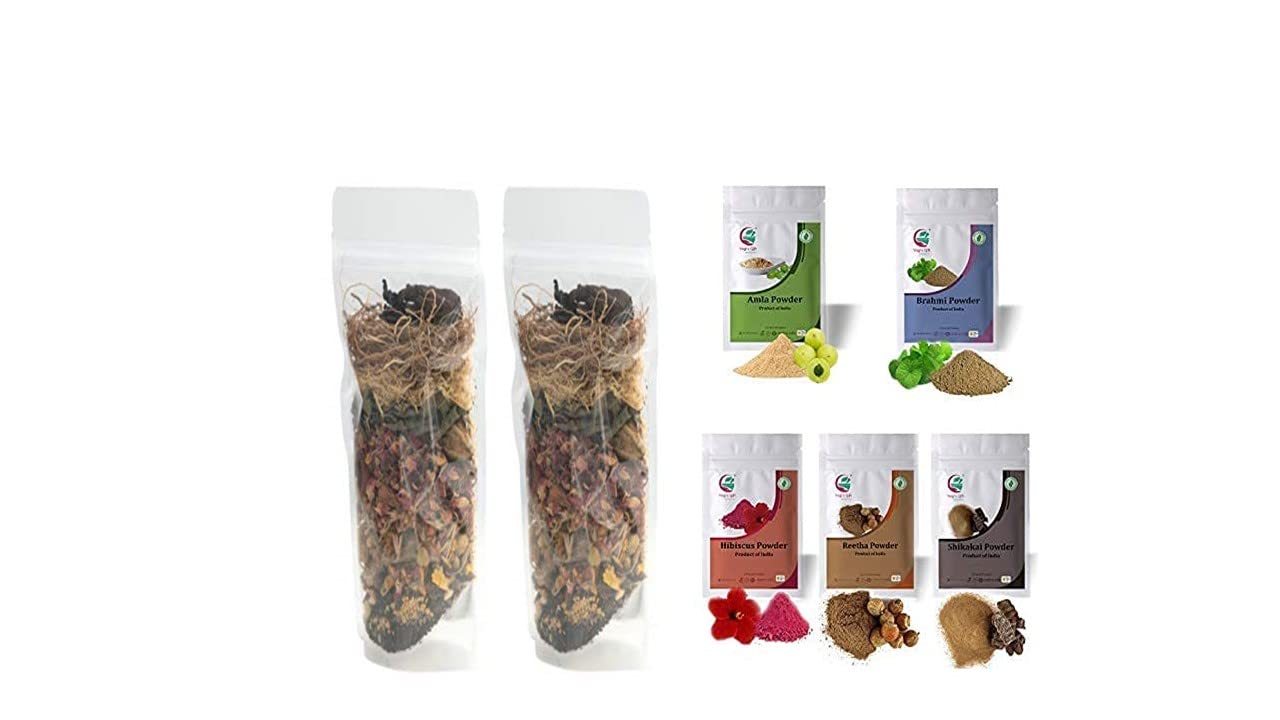 YOGI’S GIFT – Celebrating health Multi Pack | Herbal Hair Oil Mix - 2 Pack + Herbal Hair Care Combo Pack for bundle