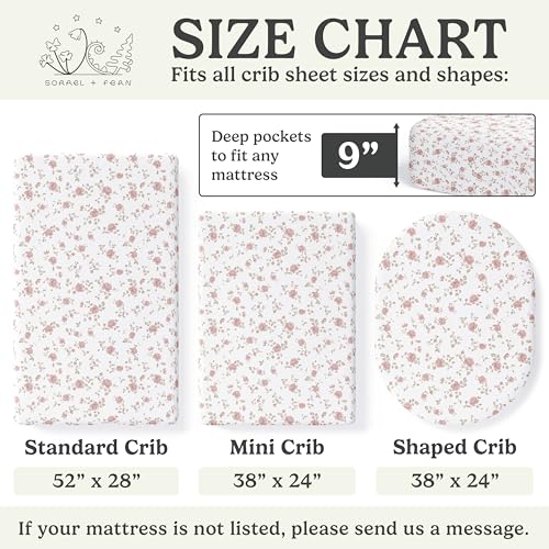 Image of Crib Sheets Neutral - Fitted Baby Crib Sheets Bed for Girl Boy - 2 Pack Standard & Toddler Mattress (Juliette) - Buttery Soft Organic Cotton Blend
